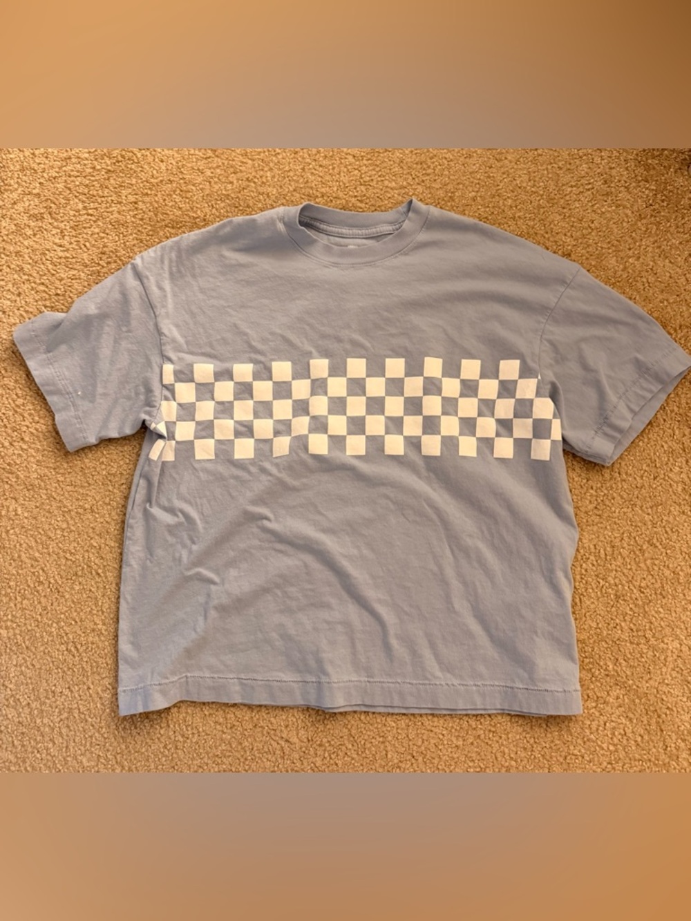Urban outfitters light blue checkered t shirt